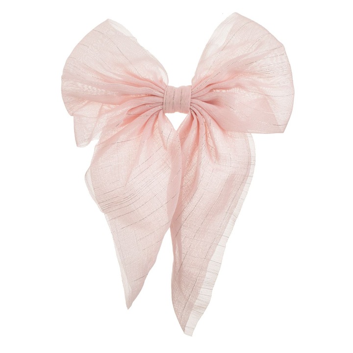 Pink Organza masni hajcsat ezüst lurexszel gyerekeknek 12cm