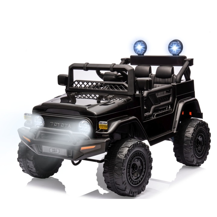 Elektromos gyerekautó Toyota FJ Cruiser, 12V, 2 motor, fekete, 98x65x70cm