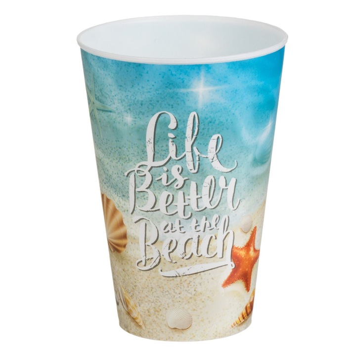 Strand műanyag pohár nyomattal, 400 ml