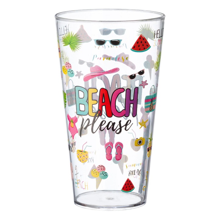 Прозрачен плаж Моля, пластмасова чаша 600 мл