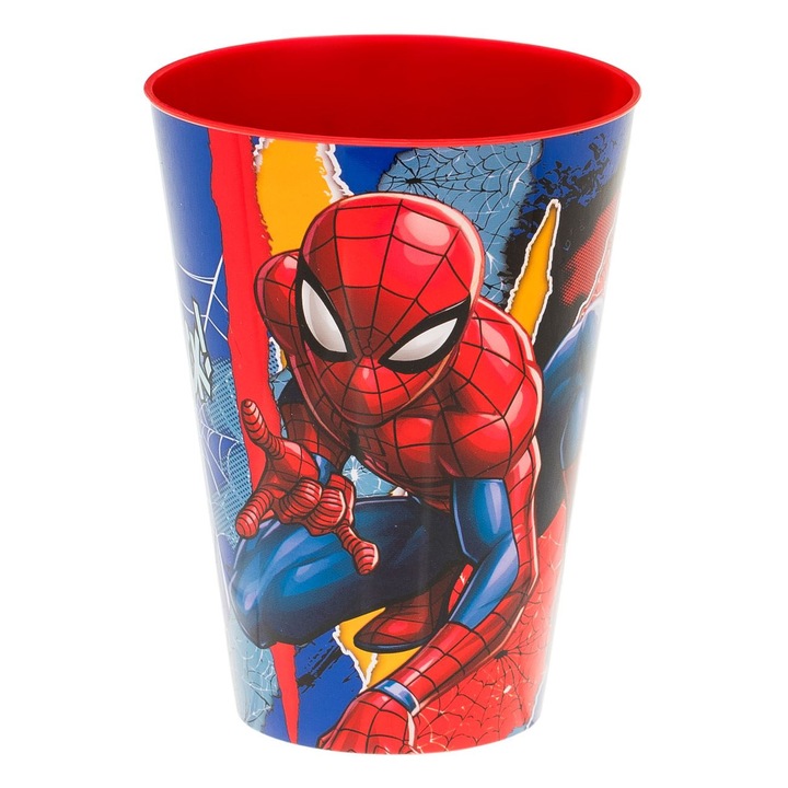 Pahar din Plastic Rosu Spiderman 430ml