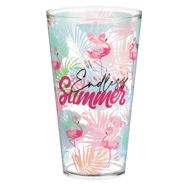 Pahar din Plastic Transparent Flamingo "Endless Summer" 600ml