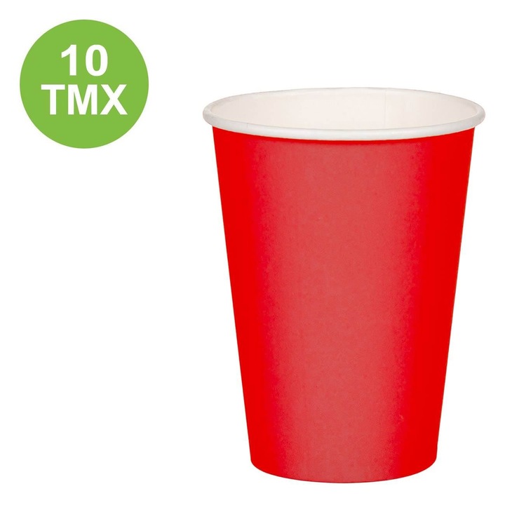 Piros kartonpoharak 270ml -10db
