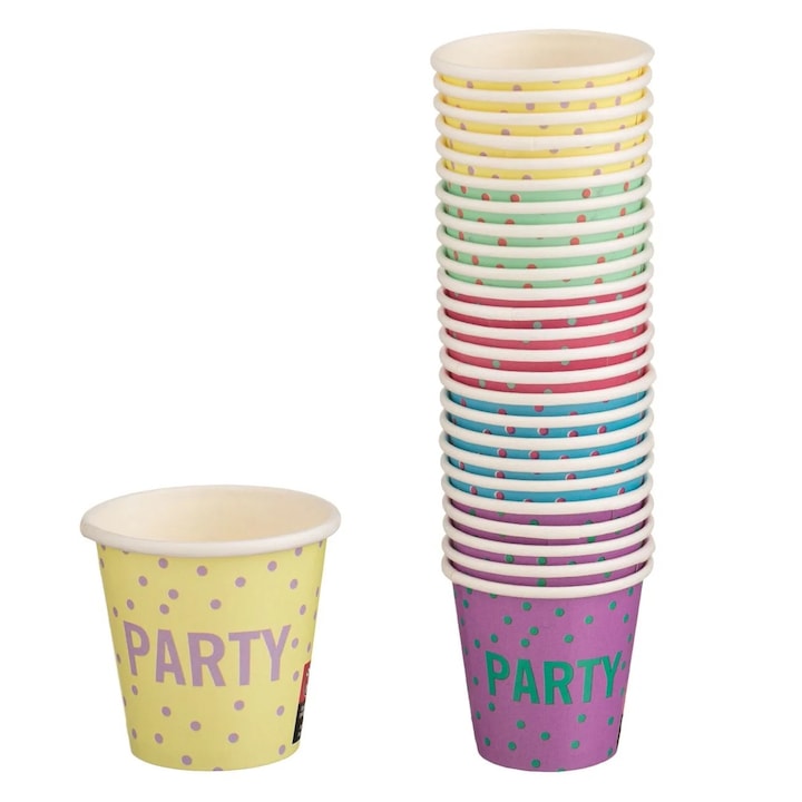 Pahare de Carton Colorate "Party" 80ml - 25buc