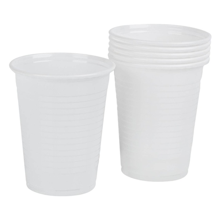 Pahare Albe din Plastic 200ml - 25buc