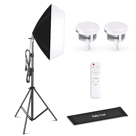 Comanda Light Kit Lumina Continua Softbox, cu Telecomanda, Lampa LED 400W de aluminiu ...