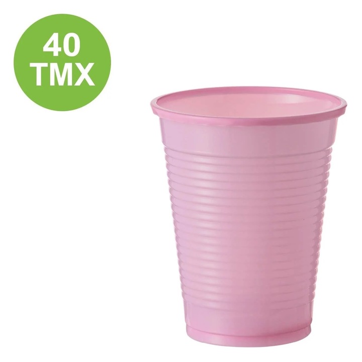 Pahare din Plastic Roz 200ml - 40buc