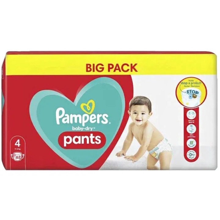 Пелени Pampers Baby Dry Pants, размер 4, 9-15 кг, комплект 62 части