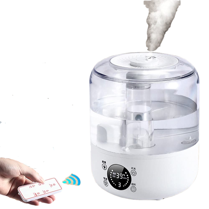 Távirányítós légpárásító aromaterápiás diffúzorral és LED lámpával, 3 literes víztartály, 280 ml/h, 3 üzemmód, éjszakai fény, automatikus kikapcsolás, fehér