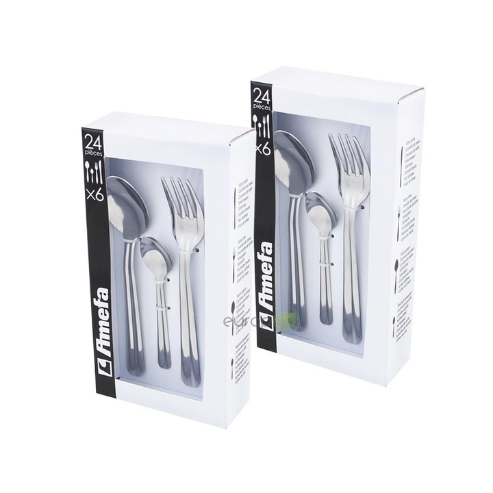 Set tacamuri pentru 12 persoane Colibri, 2430, Amefa, 48 bucati, design simplu