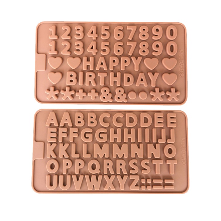 Set 2 forme prajituri Enforose, litere A-Z si numere, silicon, 8.25x4.5 inch, pentru ciocolata si gheata
