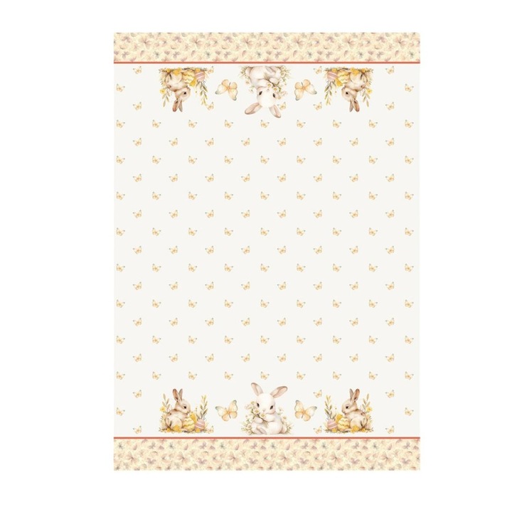 Húsvéti konyharuha nyuszikkal és pillangókkal, 100% pamut, 45x65 cm, Club Cotton, Ginny