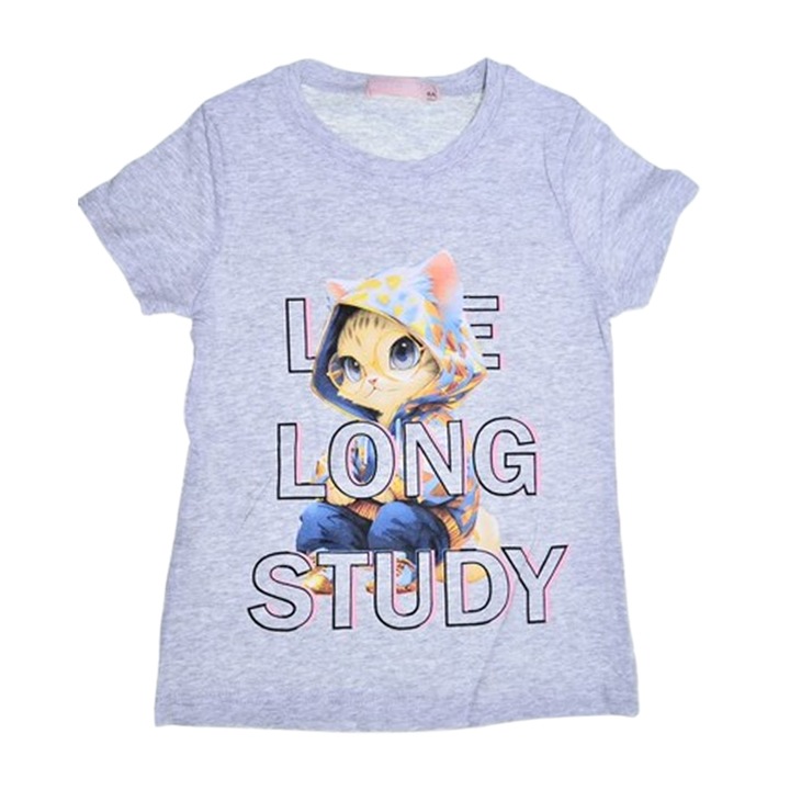 Rövid ujjú póló lányoknak, Happy House WB-3440G, szürke 117448
