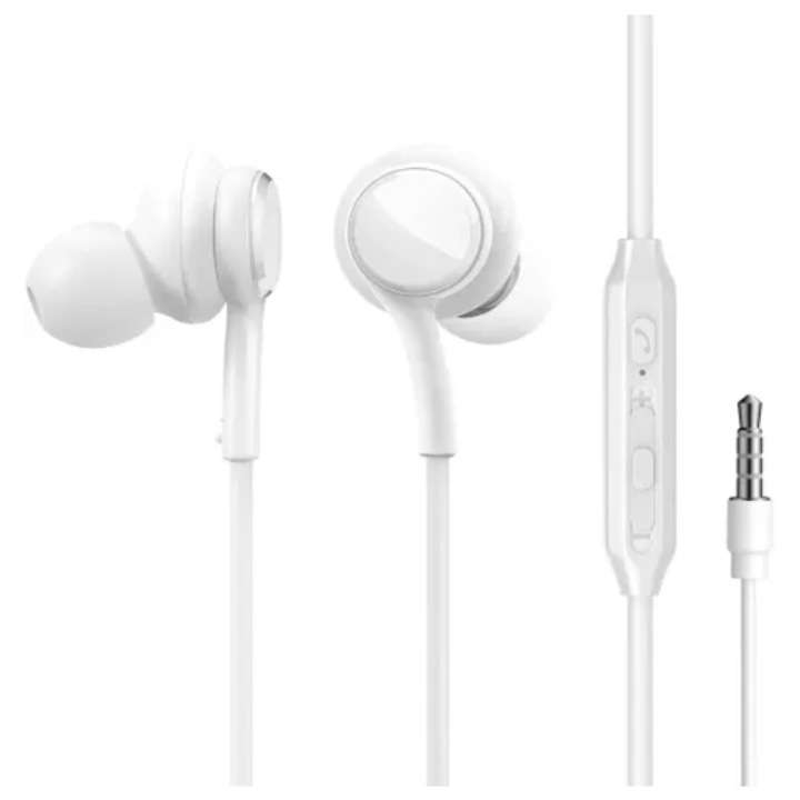 Prémium vezetékes fülhallgató IG955 3,5 mm-es jack vezetékes mikrofonnal, nagy kiszerelésben, fehér színben