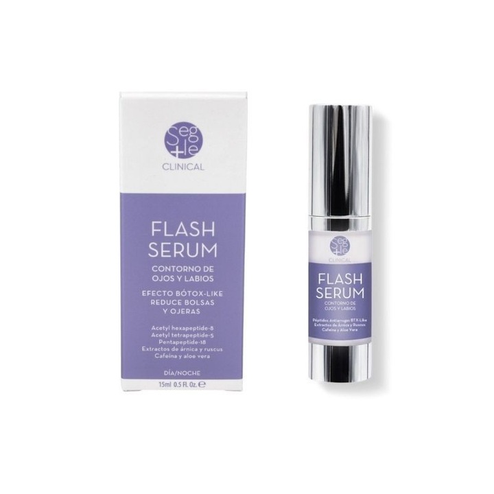 Serum Segle Clinical Flash15ml, Netezeste ridurile datorita efectului sau asemanator Botoxului, pentru Conturul ochilor si buzelor