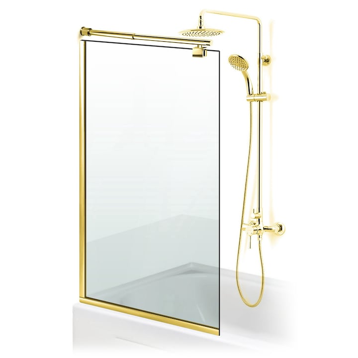 Paravan cada Ravana ® Fix Gold full Inox, sticla clara, securizata, 70x140 cm