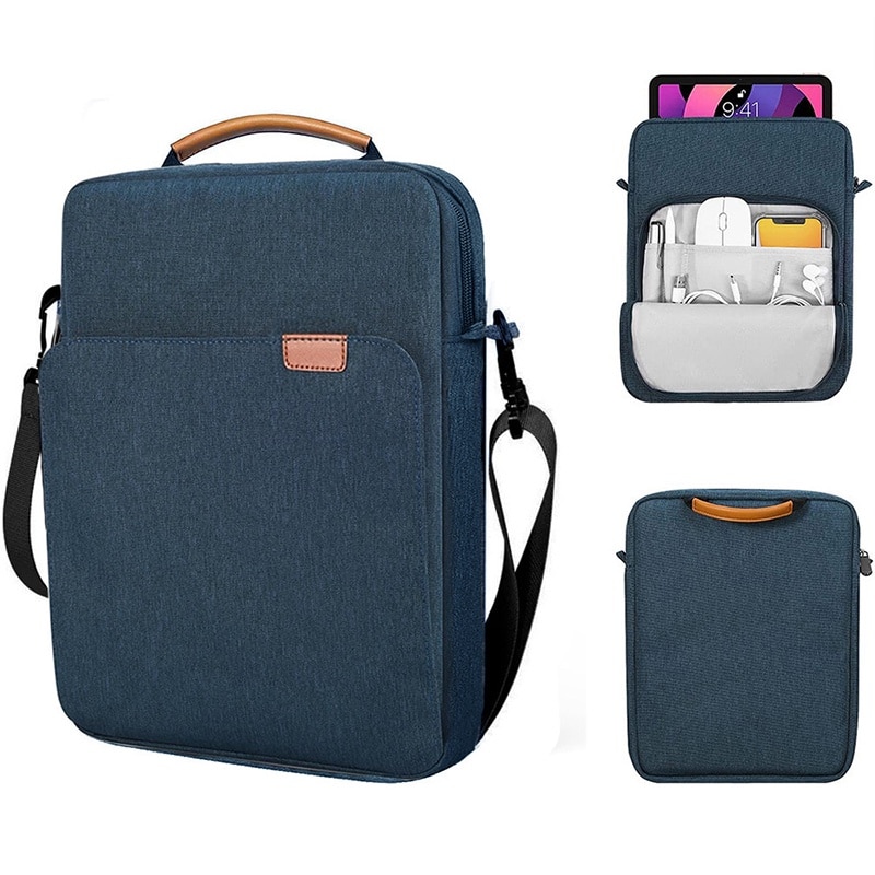 Geanta pentru tablete，Husa tableta, Fudisenn®，9-11 inch, Comaptibil cu iPad Pro M4/iPad Air M2 2024，Samsung, Lenovo, Huawei, cu manere si curea de umar，Tesatura rezistenta la apa, cu fermoar cu filet personalizat, extractor din metal，albastru，31x25×6cm