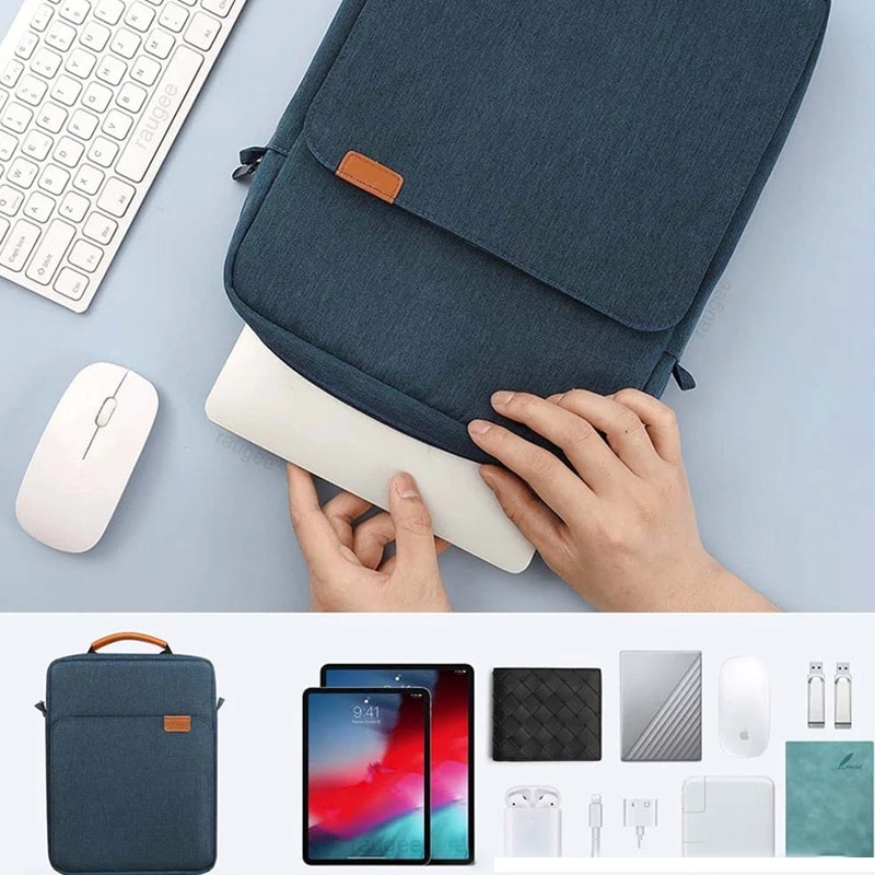 Geanta pentru tablete，Husa tableta, Fudisenn®，9-11 inch, Comaptibil cu iPad Pro M4/iPad Air M2 2024，Samsung, Lenovo, Huawei, cu manere si curea de umar，Tesatura rezistenta la apa, cu fermoar cu filet personalizat, extractor din metal，albastru，31x25×6cm