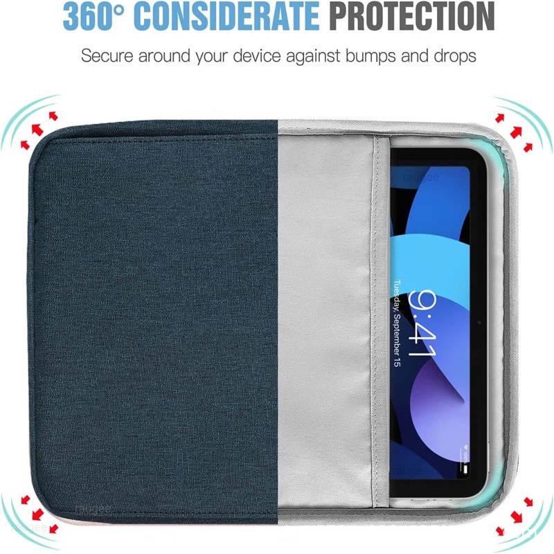 Geanta pentru tablete，Husa tableta, Fudisenn®，9-11 inch, Comaptibil cu iPad Pro M4/iPad Air M2 2024，Samsung, Lenovo, Huawei, cu manere si curea de umar，Tesatura rezistenta la apa, cu fermoar cu filet personalizat, extractor din metal，albastru，31x25×6cm