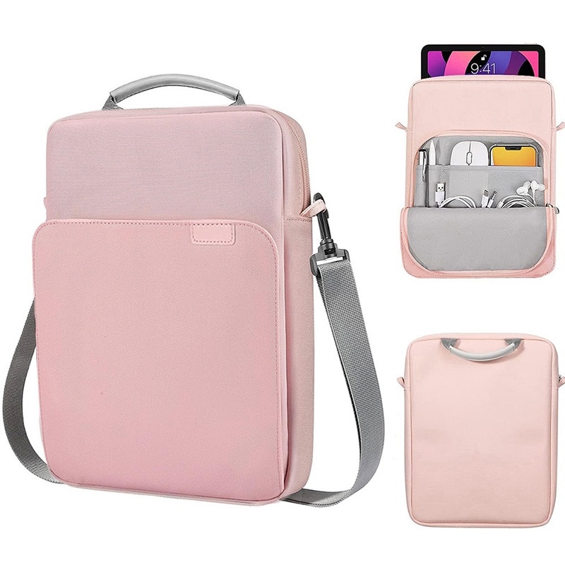 Geanta pentru tablete，Husa tableta, Fudisenn®，9-11 inch, Comaptibil cu iPad Pro M4/iPad Air M2 2024，Samsung, Lenovo, Huawei, 31x25×6cm，cu manere si curea de umar，Tesatura rezistenta la apa, cu fermoar cu filet personalizat, extractor din metal，roz