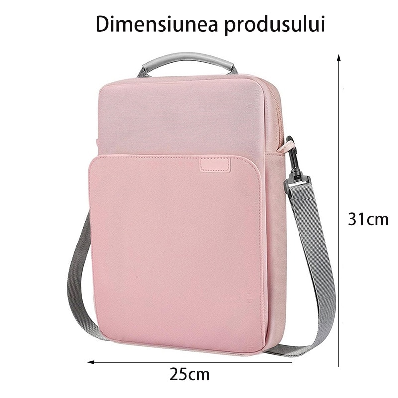 Geanta pentru tablete，Husa tableta, Fudisenn®，9-11 inch, Comaptibil cu iPad Pro M4/iPad Air M2 2024，Samsung, Lenovo, Huawei, 31x25×6cm，cu manere si curea de umar，Tesatura rezistenta la apa, cu fermoar cu filet personalizat, extractor din metal，roz