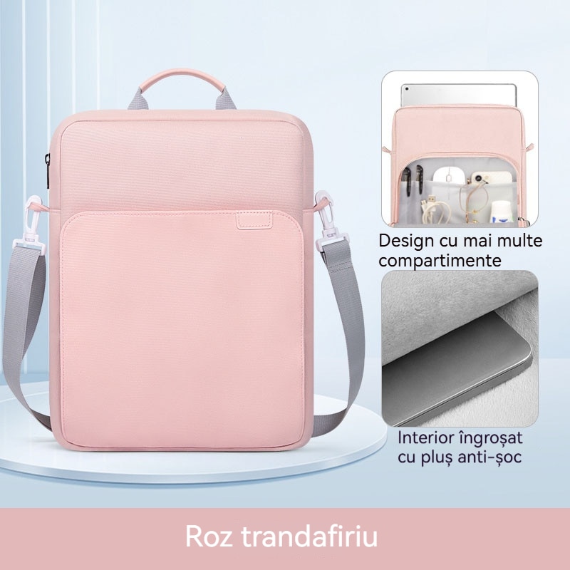 Geanta pentru tablete，Husa tableta, Fudisenn®，9-11 inch, Comaptibil cu iPad Pro M4/iPad Air M2 2024，Samsung, Lenovo, Huawei, 31x25×6cm，cu manere si curea de umar，Tesatura rezistenta la apa, cu fermoar cu filet personalizat, extractor din metal，roz