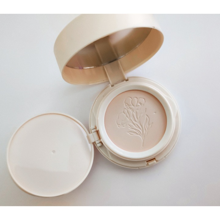 Pudra Compacta si Fond de ten, 2 In 1, Double Layer Air Cushion Pressed Powder Foundation, 01, ivory