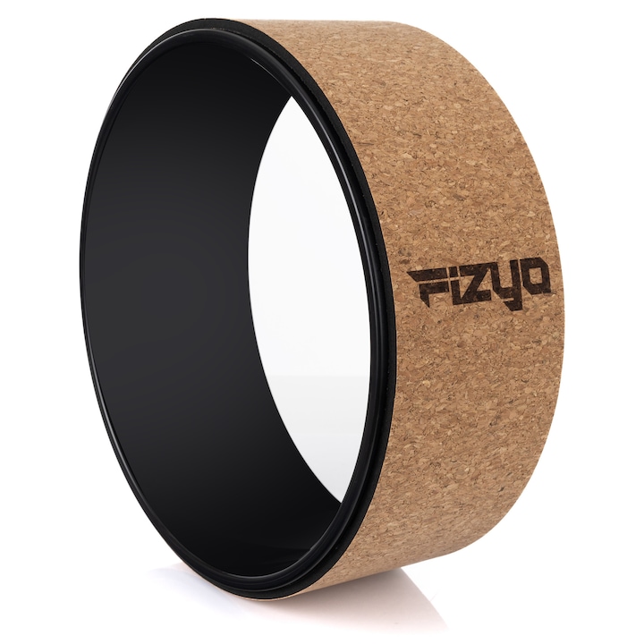 Roata de Yoga Fizyo, 32 cm, din TPE + PP, pentru Yoga, Pilates, Intindere, Echilibru si Flexibilitate, Cork