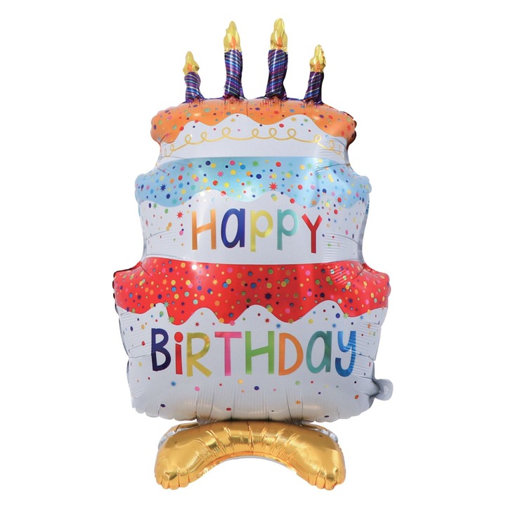 Цветен фолиен балон за торта Happy Birthday за лятно парти 72x44см