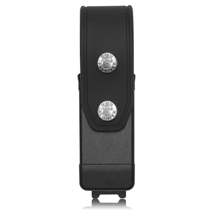 Toc incarcator GUN FLOWER®, negru, din polimer, cu capac, universal, OWB, prindere pe centura / molle, pentru incarcatoare double stack calibru 9mm / .40SW GF-PMS21F