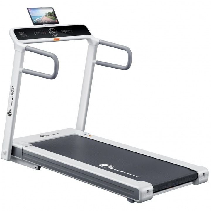 Banda de alergat electrica FitTronic® Delta 6000, motor 3.0 CP, inclinatie 20%, greutate suportata 140 kg, suprafata alergare 120x50cm, viteza pana la 16 km/h, Aplicatii Kinomap, Zwift, Besyfit