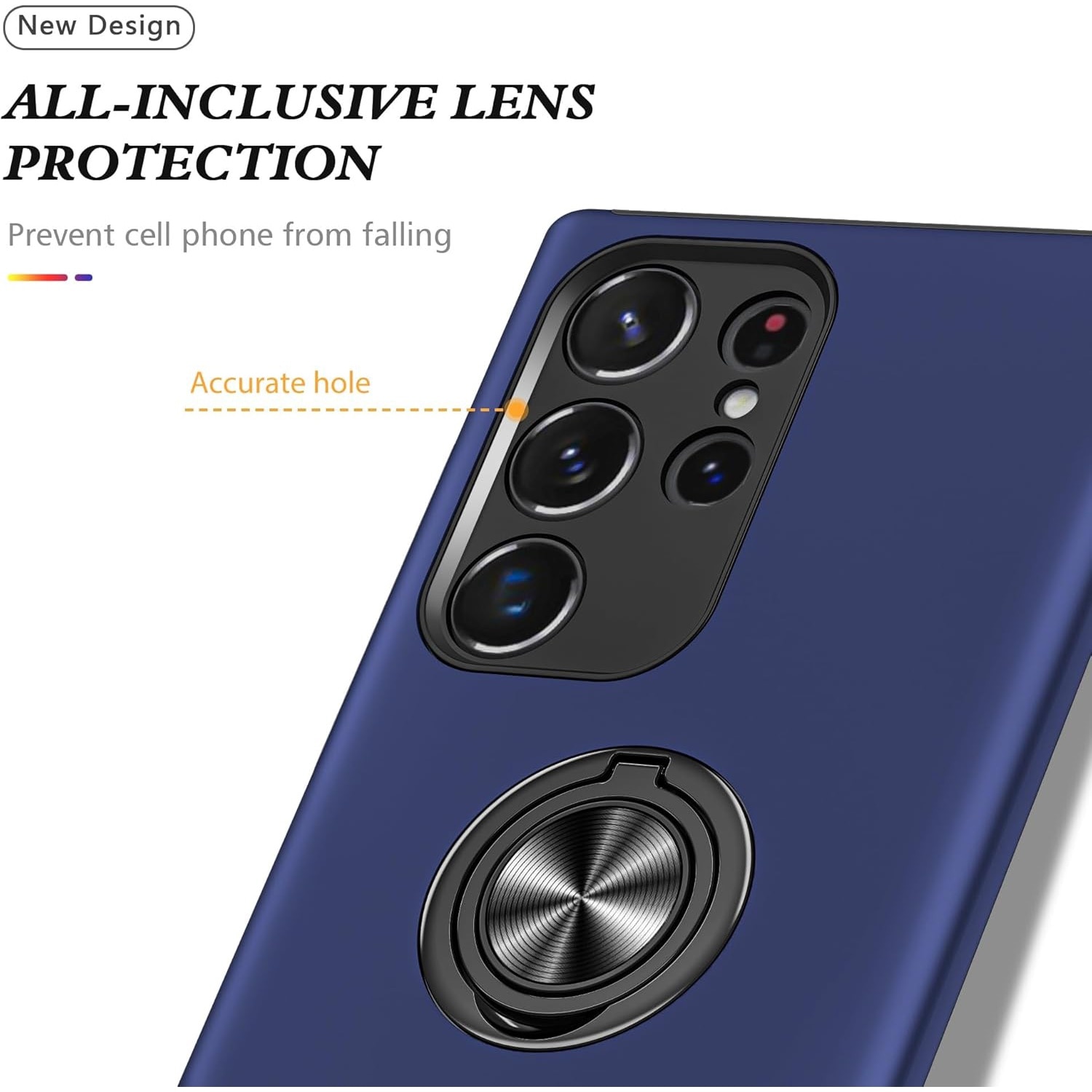 Husa de protectie pentru Samsung Galaxy S23 Ultra, Hybrid Antisoc, Kickstand, Bumper inel rotativ 360, Blue