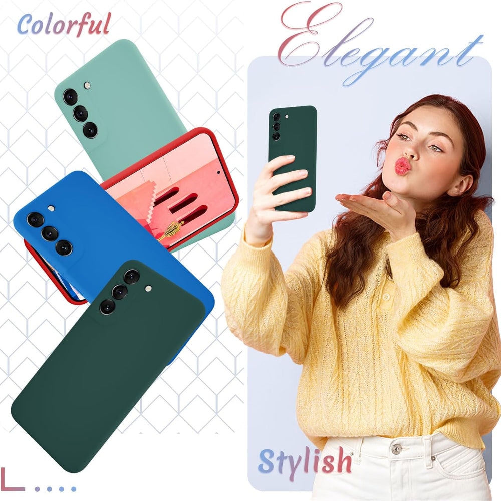 Husa CASEY STUDIOS™ compatibila cu Samsung Galaxy S22, Soft Silicone Premium, Microfibra in Interior, Albastru aquamarin, de Protectie, Ultra Slim, pentru Incarcare Wireless, Margini Ridicate pentru Protectia Ecranului si a Camerelor