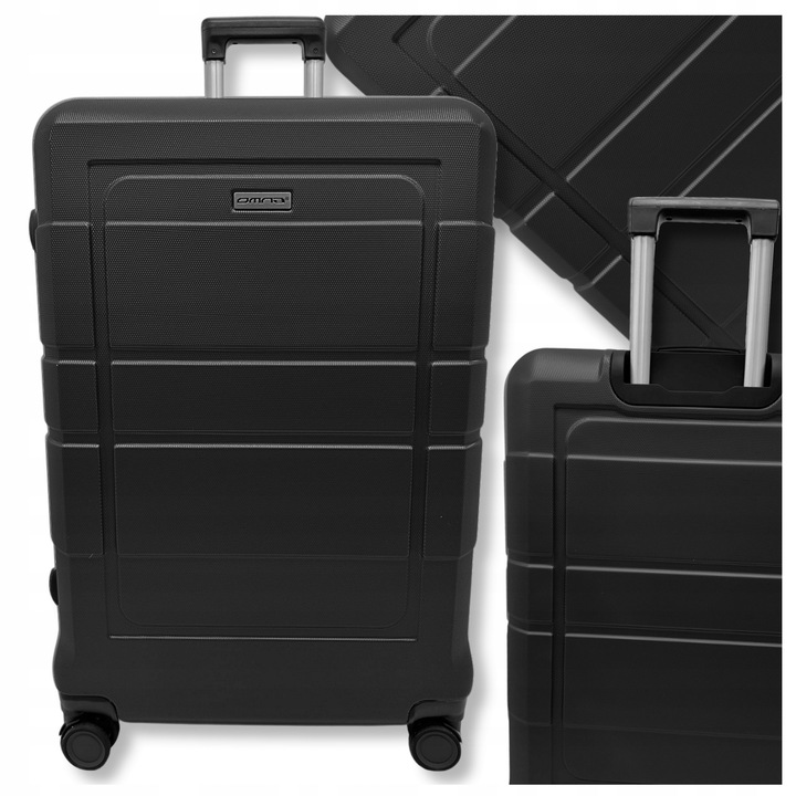 Куфар, Omna, 63 L, 44x27x67 см, ABS, Комбинация, Телескопична дръжка, Комбинирана ключалка, TSA комбинация, 4 въртящи се колела с въртене на 360°, Твърда обвивка, Презрамки за багаж, Матово черно