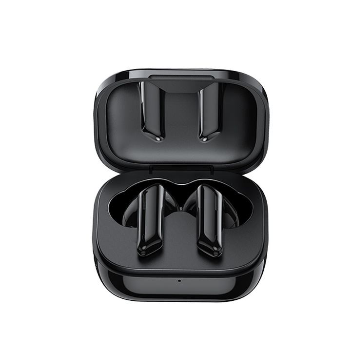 Casti wireless bluetooth, Autonomie de pana la 24 ore, Incarcare rapida, IPX4, Control touch, Asistent vocal, Compatibile Universale pentru iOS/Android, Bluetooth 5.1, negru