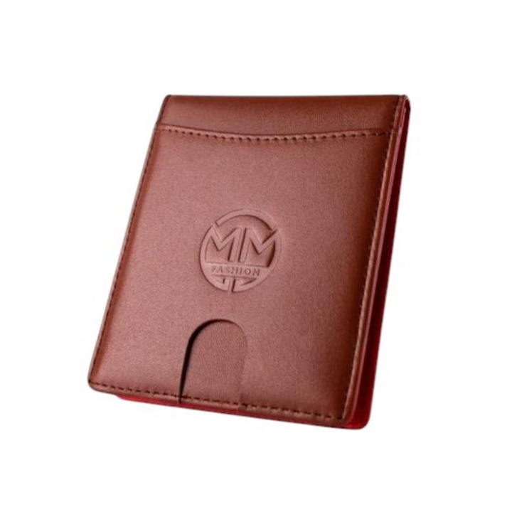 Portofel Barbati din Piele RFID Maro Modern | Portofel Carduri Contactless | Cadou Elegant pentru Barbat