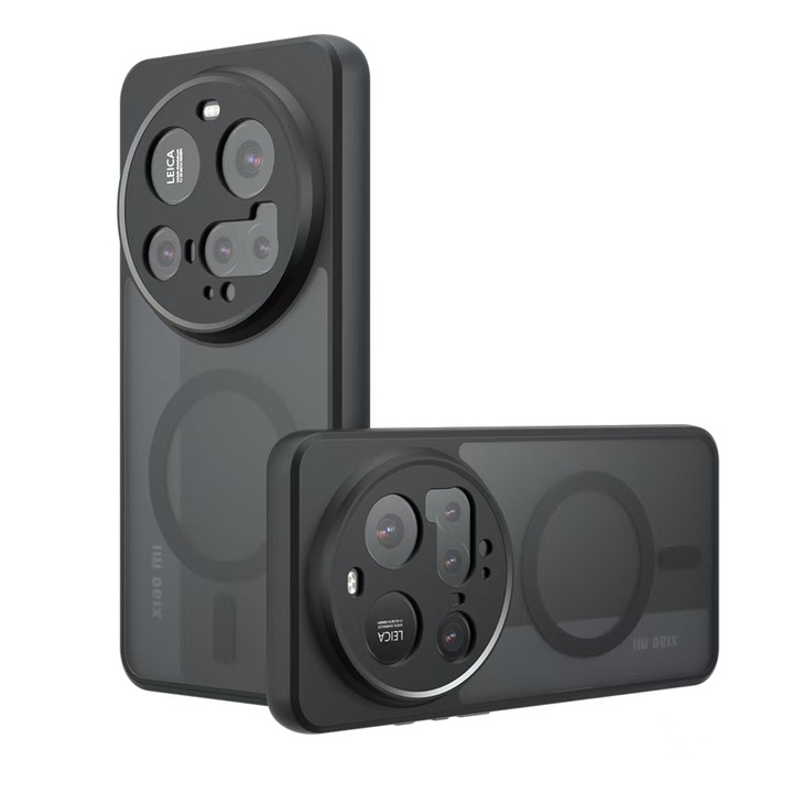 Магнитен калъф, Силиконов, съвместим с Xiaomi 15 Ultra, безжично зареждане, черен/сив