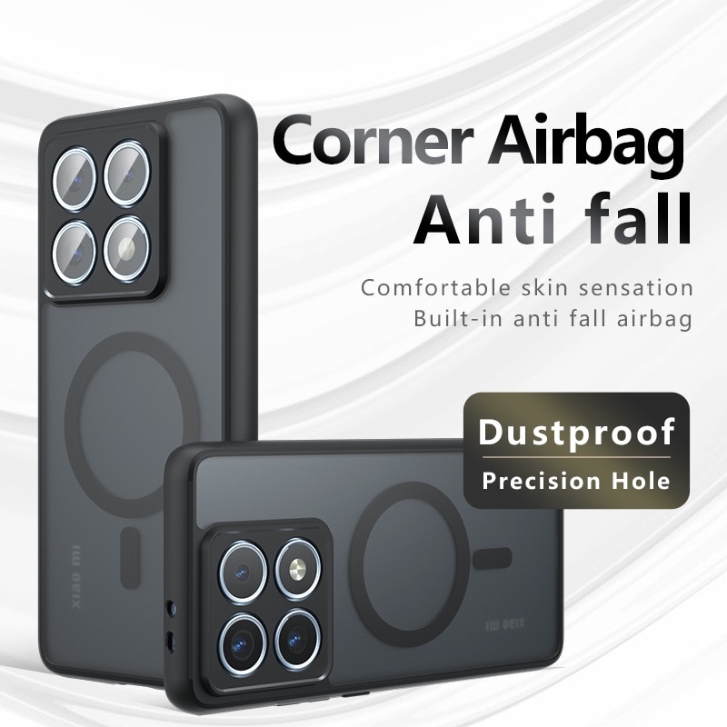 Husa magnetica, Silicon, compatibil cu Xiaomi 14T Pro, incarcare wireless, negru