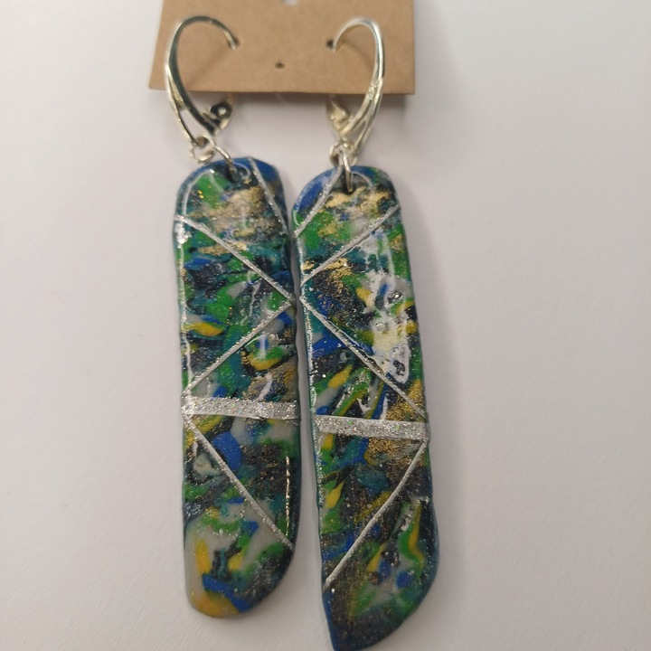 Cercei multicolori din Pasta polimer si baza argint