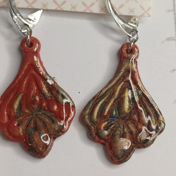 Cercei argint unicat inspiratie orientala, din pasta polimer