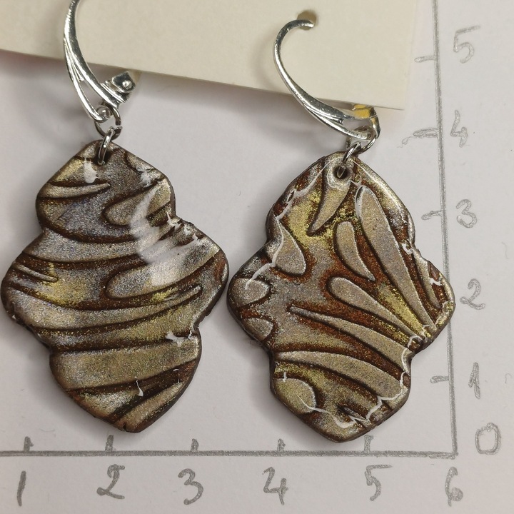 Cercei argint si pasta polimer cu model relief