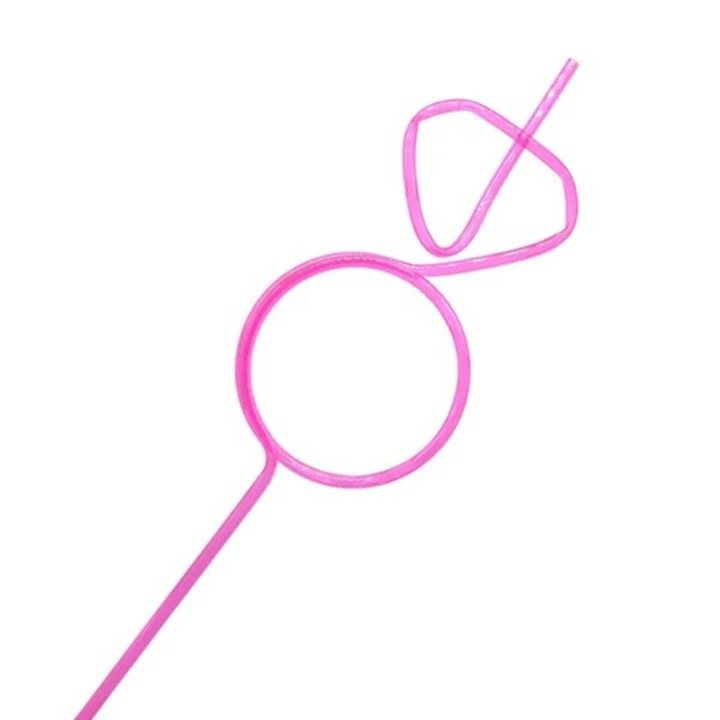 Pai de Plastic, Flippy, Model Inel cu Diamant, Tematica Nunta, Diametru 0.5 cm, Roz/Alb