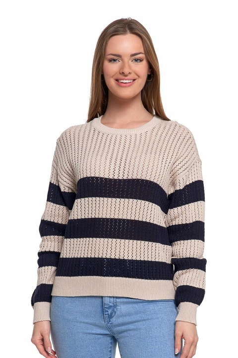 Pulover dama, Moraj, ajurat, cu dungi delicate, bumbac