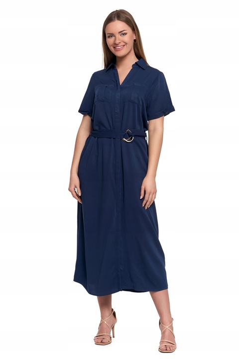 Rochie midi, Moraj, Viscoza, Albastru inchis, M INTL