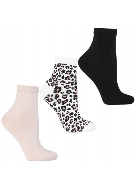 Set 3 perechi sosete dama, Moraj, leopard, glezne, 38-41 EU