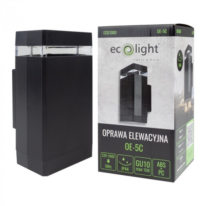 Aplica exterioara, OE-5C, 1xGU10, neagra, 96x85x188mm