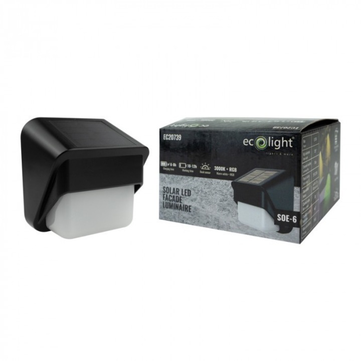 Aplica Solara Gradina LED SOE-6 3000K + RGB Ecolight EC20739