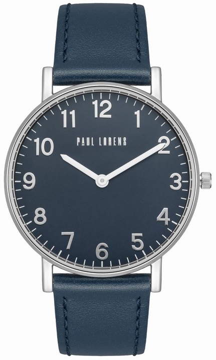 Ceas barbatesc Paul Lorens PL11989A5-6F1, mecanism quartz, carcasa din otel inoxidabil, curea din piele naturala, culoare argintie si albastra, set cu cutie.