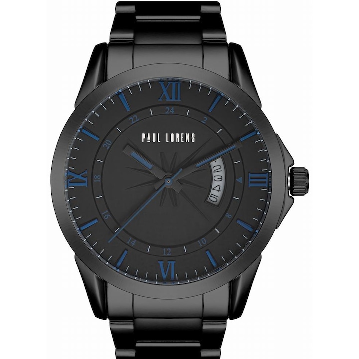 Ceas barbatesc Paul Lorens PL3844B3-1A6, bratara neagra, carcasa neagra, set cu cutie