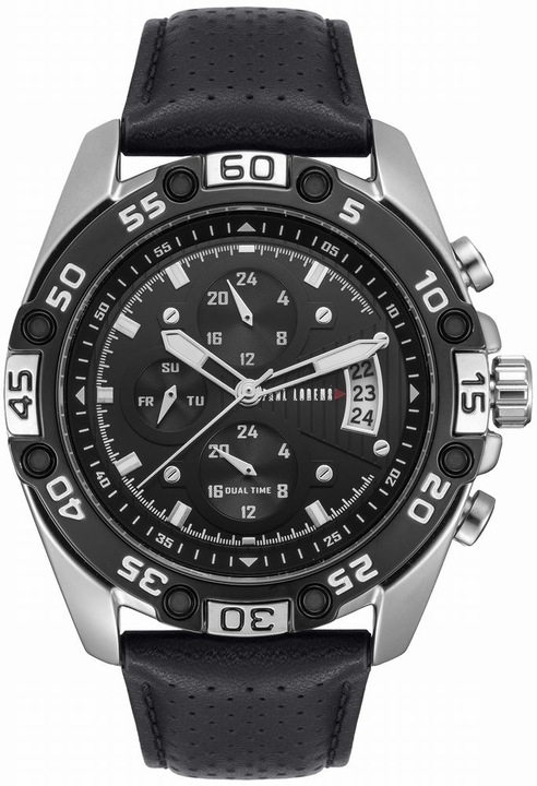 Мъжки часовник Paul Lorens PL8754A5-1A1, черен, кожена каишка, комплект с кутия